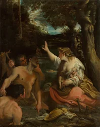 Latona a lýkští rolníci Latona chrání své děti, 1585.