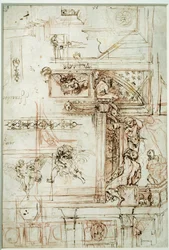 Projekt pro galerii Farnese. Kresba Annibal Carracci Dit Carrache (1560-1609)