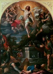 Zmrtvýchvstání Krista, 1593, Sun. 217x160 cm, Paříž, Musée du Louvre