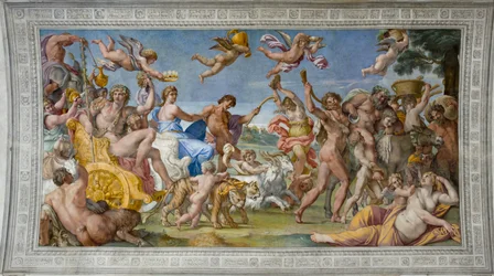 Triumf Bakcha a Ariadny. Freska, ca. 1597, Palazzo Farnese, Řím