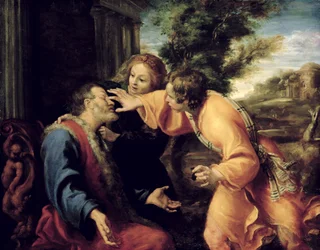 Mladý Tobiáš uzdravuje svého slepého otce, kolem roku 1600