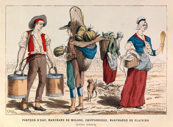 Nosič vody, obchodník s melouny, hadr a obchodník s potěšením v 18. století - soukromá sbírka