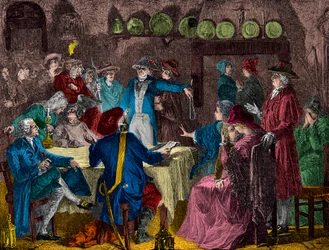 Zatčení krále Ludvíka XVI. a královské rodiny ve Varennes v roce 1791, rytina, soukromá sbírka