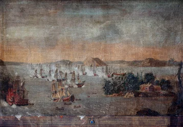Bitva o Hogland - Během Velké severní války, námořní bitva 22. července 1713 mezi Švédskem a Ruskem - Bitva o Hogland 22. července 1713 - Obraz od neznámého umělce
