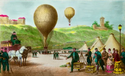 Odlet balónové pošty a osobních holubů při obléhání Paříže v roce 1870, Privee Collection
