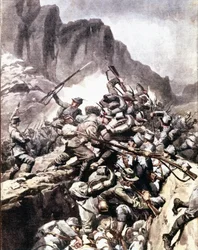 První světová válka: „“ střety mezi italskými alpskými lovci (alpino nebo alpini) a vojáky rakousko-uherské armády ve Val d