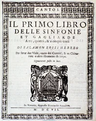 Frontispis První knihy symfonií a sil od Salomone Rossi