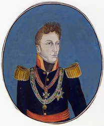 Gebhard Leberecht von Bluecher (Blucher) (1742-1819) princ de Wahlstatt et general prussien - Anonym - c. 1800 - Akvarel na papíře - 17,4x14,2 - Soukromá sbírka