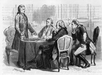 Jacques Mallet du Pan 1749-1800 – švýcarský novinář a politický propagandista na frankfurtské konferenci – v roce 1792 odešel z Paříže do Německa, Ludvíkem XVI. pověřen misí ke svým bratrům a panovníkům, kteří se shlukovali proti Francii – rytina „H