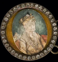 Jalaluddin Muhammad Akbar - Portrét Akbara Velikého (1542-1605), Mughalského císaře - Anonym - Akvarel, Kvaš na rohu - Museo del Prado, Madrid