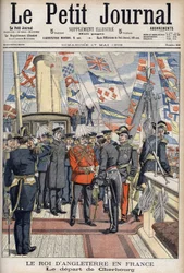 Král Edward VII opustil Cherbourg po cestě do Francie. Le Petit Journal, květen 1903.