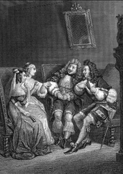 Vzácná směšná rytina po Vernetovi z „“ Díla Jean-Baptiste Poquelin dit Moliere (Jean Baptiste Poquelin