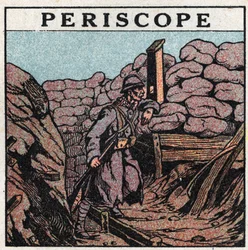 Odraz světla: periskop používaný v zákopu Chlupáčem během první světové války (1914-1918). Anonymní ilustrace z roku 1925. Soukromá sbírka.