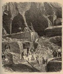 Mramorové lomy Saint-Genies (Saint Genies) - Dordogne - rytina "” PATRIE”” - POPIS PINTUREQUIREQUE DE LA FRANCE EN 6 SVAZKŮ LUCIEN HUARD - konec 19. stol.