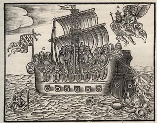Mazarinádův politický pamflet: Navzdory Mazarinovi, metly zajišťují záchranu státu. kolem roku 1649. Těžké dřevo. Soukromá sbírka.
