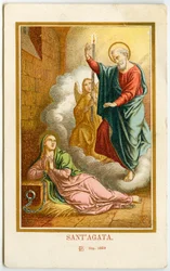 Zbožný obrázek: Agatha ze Sicílie (chromolitografie)