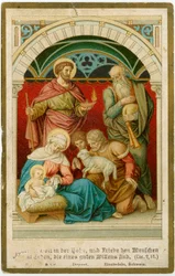 Pobožný obrázek: Narození Páně (chromolitografie)