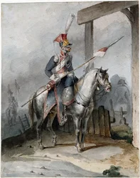Polský chevauleger francouzské císařské gardy - Anonym - cca 1808 - Akvarel na papíře - 20,6x16,2 - Soukromá sbírka