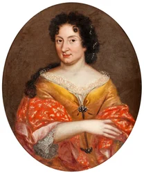 ""Portrét Anny Monsové, milenky cara Petra I"" (Portrét Anny Monsové (1672-1714)) Anonymní obraz kolem roku 1700 Olej na plátně Rozměr 72x60 cm Soukromá sbírka