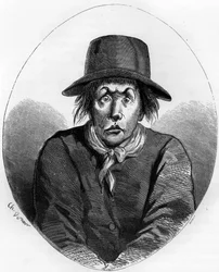 Portrét Antoina Simona (1736-1794), mistra obuvníka a francouzského revolucionáře, strážce Ludvíka XVII. v Templu roku 1793 - Rytina z roku 1863 v díle „The Red Book - Histoire de l