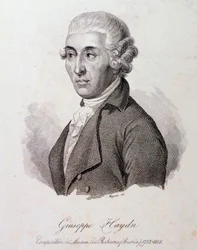 Portrét rakouského skladatele Josepha Haydna (1732-1809) Rytina. Soukromá sbírka 19. století