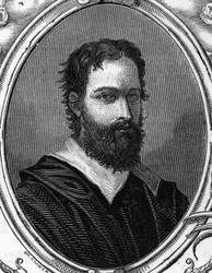 Portrét Bartolomea Ramenghiho Bagnacavalla (asi 1484-1542), italského malíře. rytina z roku 1859 v „“ galeriích Evropy - Itálie „“ od armengauda. Soukromá sbírka.