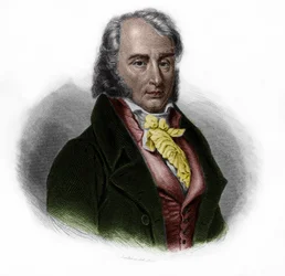 Portrét Benjamina Constanta (1767 - 1830), francouzského šlechtice, myslitele, spisovatele a politika švýcarského původu. v „“ LIBRE DES SPORERS““ od Louise de Cormenin Timona. 1842. Soukromá sbírka.