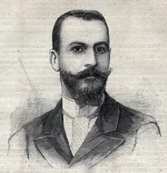 Portrét Casimira Maistreho (1867-1957) francouzského cestovatele v Africe. Rytina „“Le Peute Parisien““
