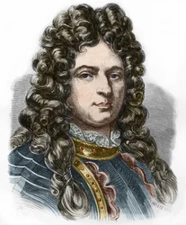 Portrét Jeana Barta (1650 - 1702), francouzského lupiče. Rytina 19. století. Soukromá sbírka.