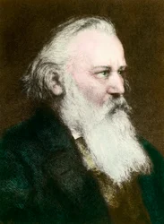 Portrét Johannese Brahmse (1833-1897), německého skladatele““ Rytina z 19. století Soukromá sbírka