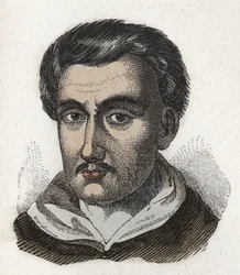 Portrét Tommaso Campanella (1568-1639), dominikánský mnich a filozof. Rytina. Soukromá sbírka