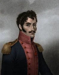 Portrét venezuelského politika a vojáka Simon Bolivar (1783-1830), prezident Kolumbie a Peru