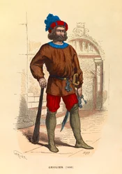Portrét geoliéra v Paříži roku 1490, rytina - soukromá sbírka
