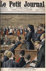 Případ Steinheil: Marguerite Steinheil (1869-1954) naslouchající čtení rozsudku - Le Peiny Journal, listopad 1909