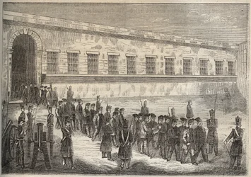 Vězení Rochefort v 19. století. Rytina do „Historie trestanců od jejich vzniku až po současnost“ (1877) od Pierra Zacconeho (1817-1895) (Colonia Penale - Trestná kolonie). Soukromá sbírka.