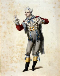 Bas Giuseppe Frezzolini (1789-1861) interpretující doktora Dulcamara v opeře „Nápoj lásky“ (L
