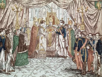 Svatba Napoleona III. a Eugenie Marie de Montijo de Guzman, 30.1.1853 v katedrále Panny Marie (rytina