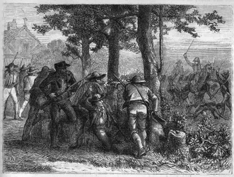 Válka francouzské revoluce a hnutí proti revolucionářům: obléhání a dobytí města Lyon francouzskou republikánskou armádou 9. října 1793 proti roajalistickým jednotkám. Rytina z roku 1866 v „Histoire de la Revolution francaise““ od Adolphe