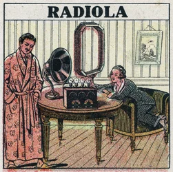 Bezdrátová telefonie: radiostanice Radiola. Anonymní ilustrace z roku 1925. Soukromá sbírka.