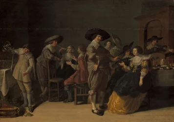Významná společnost v pokoji, asi 1630 (olej na desce)