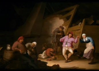 Selský tanec (olej na desce)