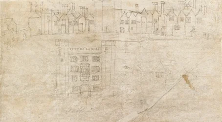 Budovy podél jižní fronty Oatlands Palace, c1550s