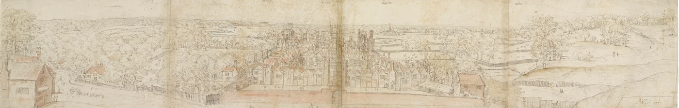 Oatlands Palace from the South, 1559. Verso: Richmond Palace and Roofs of Oatlands, 1559