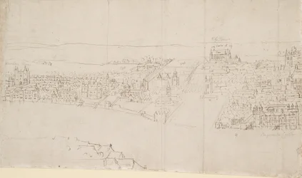 Panorama Londýna při pohledu ze Southwarku: Durham House až Barnard