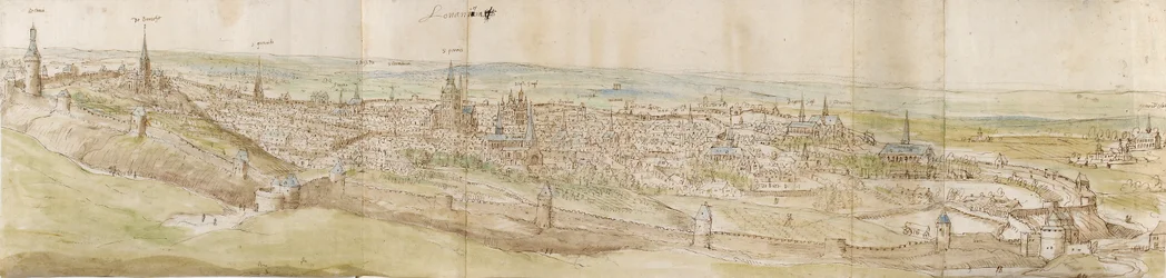 Panoramatický pohled na Leuven od severozápadu, c1550-1570