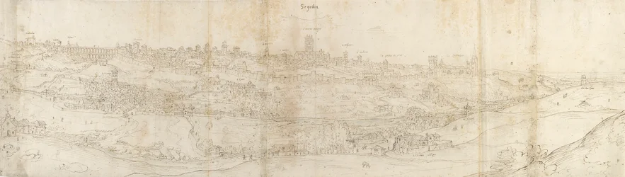 Panoramatický pohled na Segovii z východu, c1550-1560