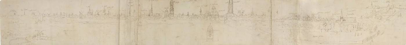 Předběžný náčrt pro pohled na Bruggy od jihozápadu, 1558.