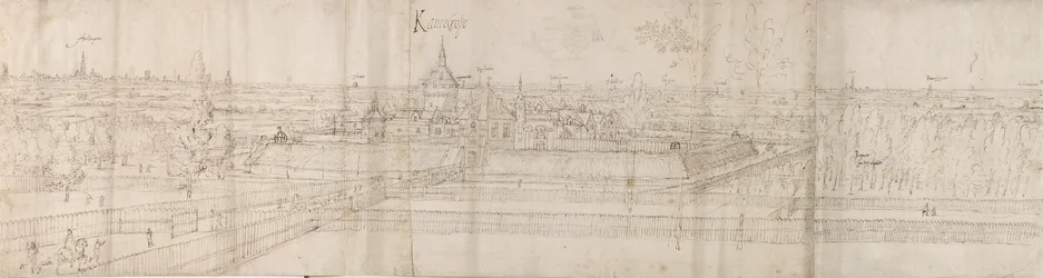 Pohled na palác Cantecroy poblíž Antverp a okolní krajiny, 1557-58