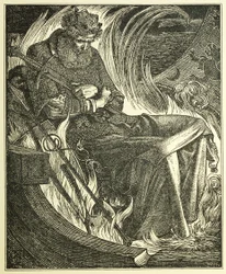 Smrt krále Warwulfa, hospoda. 1915 (rytina)