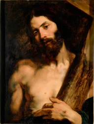 Obraz Krista s křížem od Antonyho Van Dycka (1599-1641) cca 1619. Slunce. 65x50 cm Genes, Galleria di Palazzo Rosso